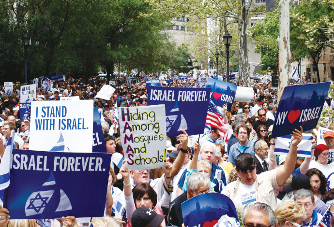 הפגנת תמיכה בישראל במהלך צוק איתן, ניו יורק (צילום:  רויטרס)