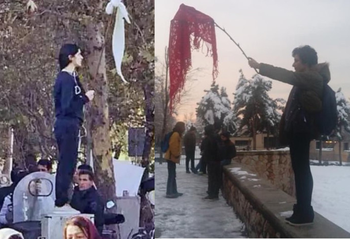 מפגינות איראניות ללא חיג'אב (צילום:  רשתות חברתיות)