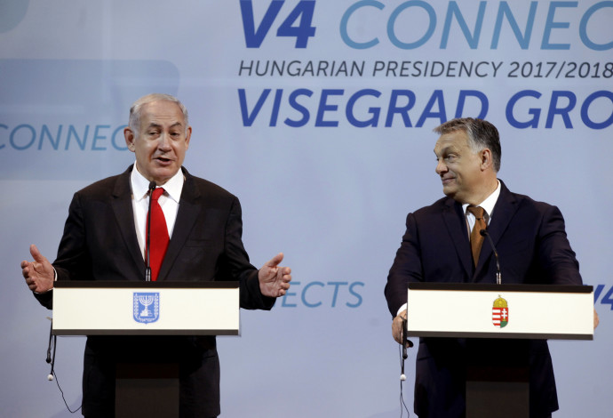 נתניהו וויקטור אורבן, ראש ממשלת הונגריה (צילום:  AFP)