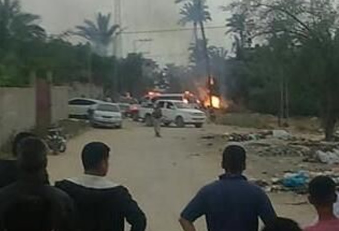 פיצוץ ברצועת עזה (צילום:  רשתות הערביות)
