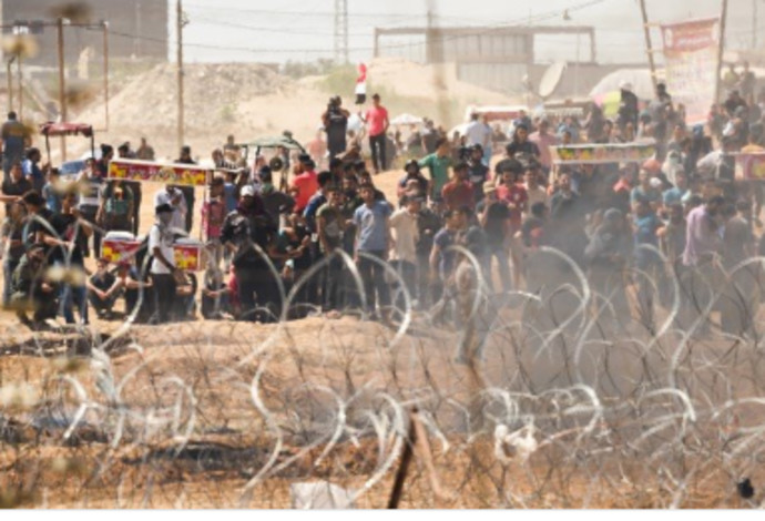צעדת השיבה: הפרות סדר אלימות של פלסטינים בגדר בעזה  (צילום:  דובר צה"ל)