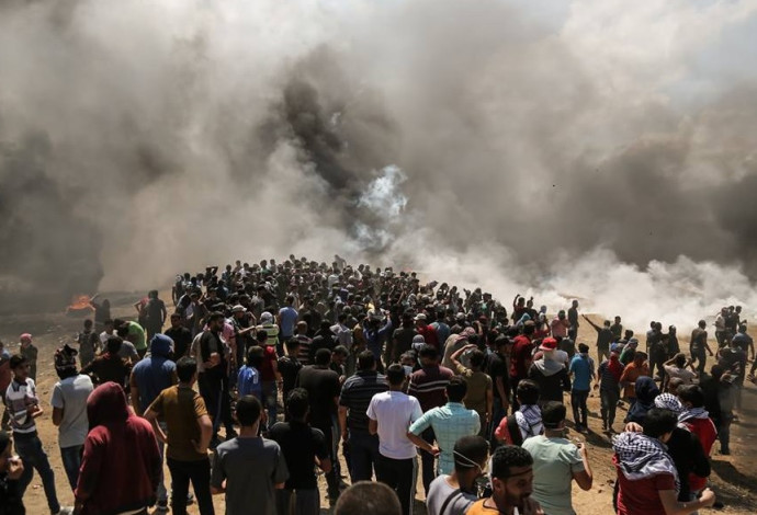 מהומות בעזה (צילום:  רשתות ערביות)