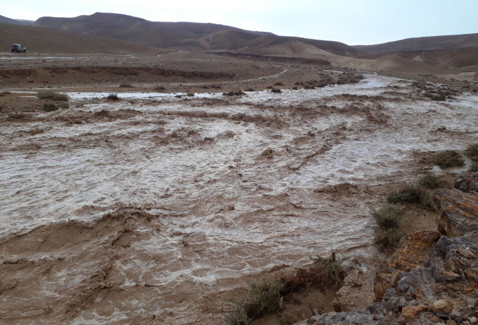שיטפון בנחל חצצון במדבר יהודה (צילום:  דודו זכאי, רשות הטבע והגנים)