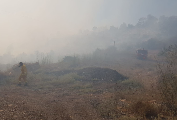 שריפה סמוך לבית שמש (צילום:  דוברות כבאות והצלה בית שמש)