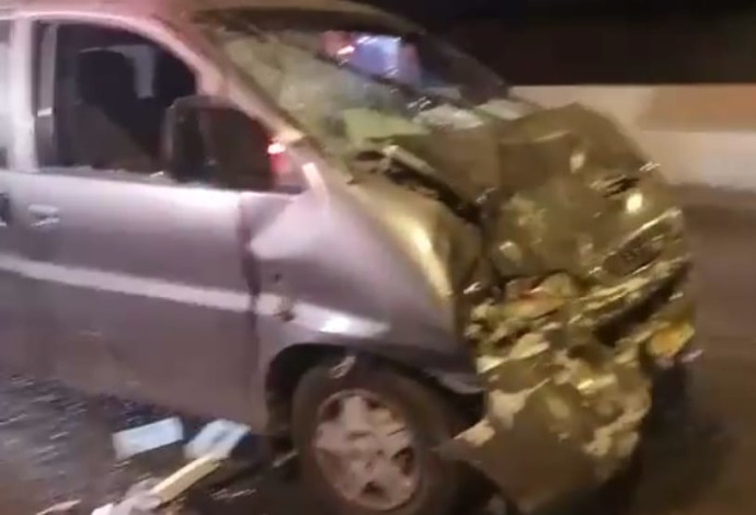 תאונת דרכים במחלף ענבה (צילום:  צילום מסך)