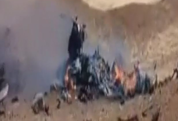 תיעוד התרסקות מטוס הסוחוי בסוריה (צילום:  צילום מסך)