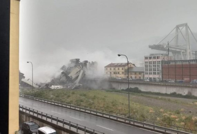 הגשר שקרס באיטליה (צילום:  רשתות חברתיות)