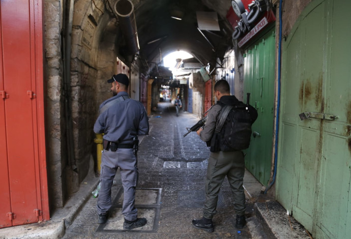 כוח מג"ב בעיר העתיקה בירושלים (צילום:  דוברות המשטרה)