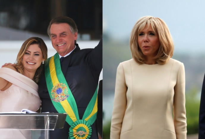 נשיא ברזיל ורעייתו/ בריז'ט מקרון (צילום:  רויטרס)