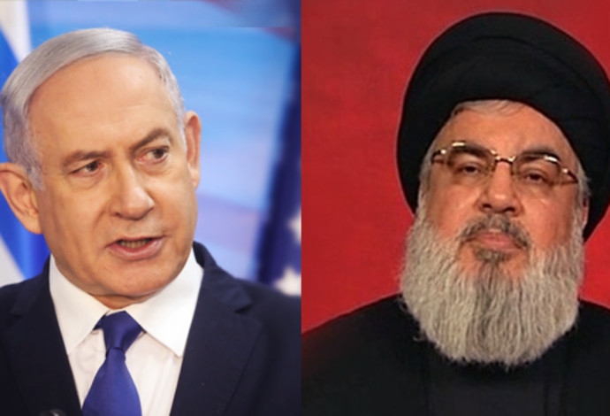 חסן נסראללה, בנימין נתניהו (צילום:  AFP,מרק ישראל סלם)