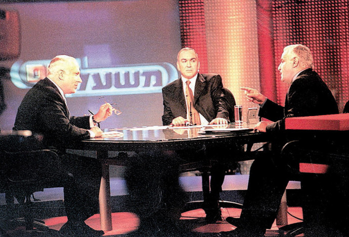 העימות בין בנימין נתניהו לאיציק מרדכי בבחירות 1999 (צילום:  אלי דסה)
