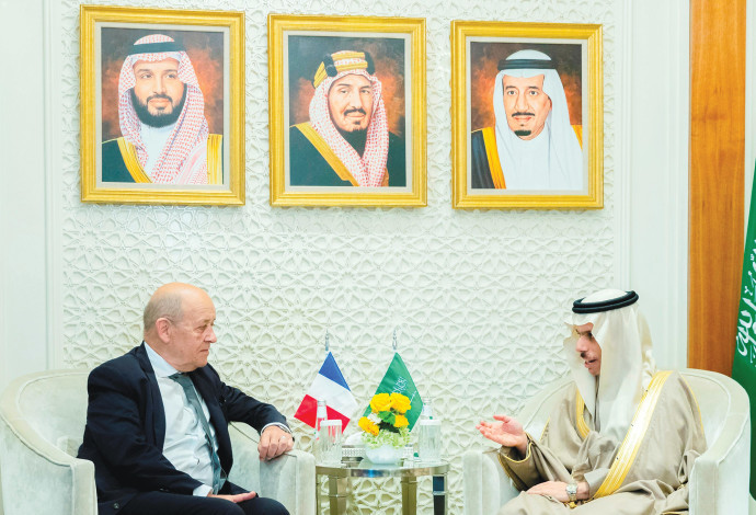פגישתם של שר החוץ הצרפתי והסעודי (צילום:  רויטרס)