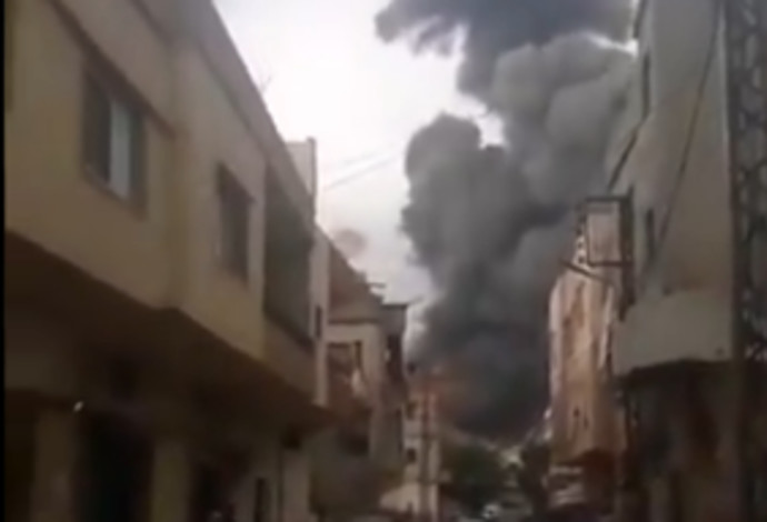 הפיצוץ בדרום לבנון (צילום:  רשתות חברתיות ערביות)