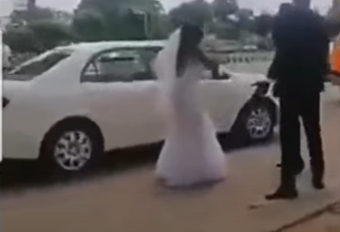 הכלה עוזבת את החתן לאחר הגילוי (צילום:  רשתות חברתיות)