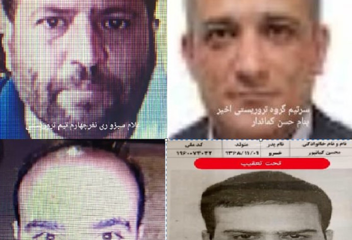 תמונות החשודים בחיסול פח'ריזאדה (צילום:  רשתות חברתיות באיראן)