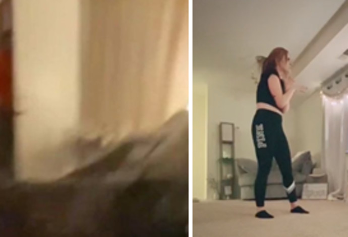 הסטוקר שפרץ לביתה של הנערה בזמן סרטון טיקטוק (צילום:  צילום מסך טיקטוק)