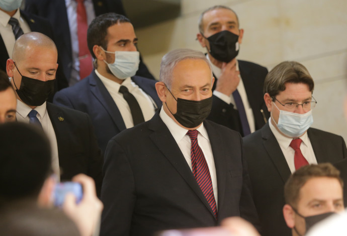 ראש הממשלה נתניהו לאחר ההצבעה על פיזור הכנסת (צילום:  אלכס קולומויסקי, פול)