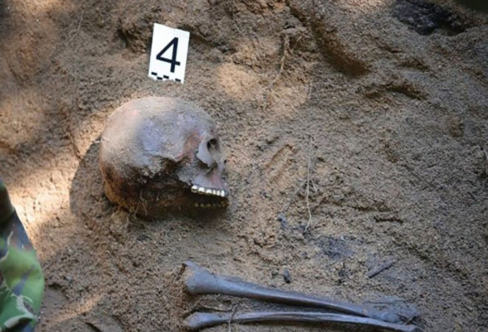 הממצאים שהתגלו בקבר האחים מימי השואה (צילום:  רויטרס)