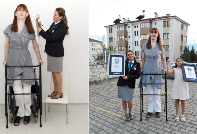 האישה הגבוה ביותר בעולם מגיעה ל-2.15 מטרים (צילום:  Guinness World Records)