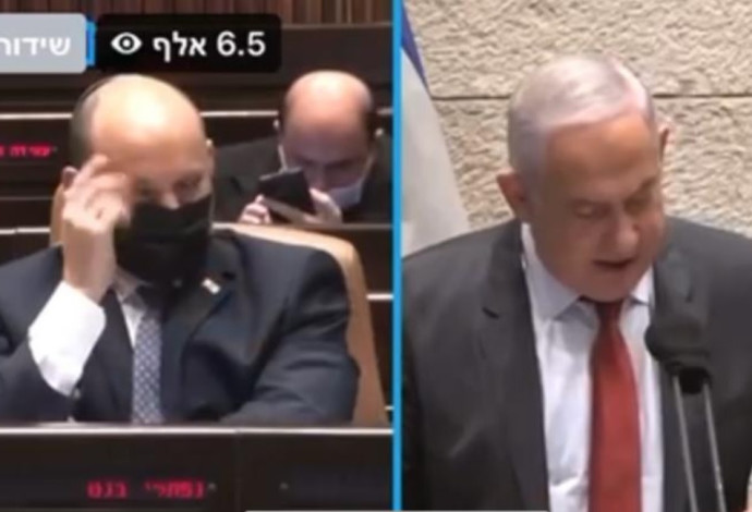 בנימין נתניהו, נפתלי בנט (צילום:  צילום מסך מתוך ערוץ הכנסת)