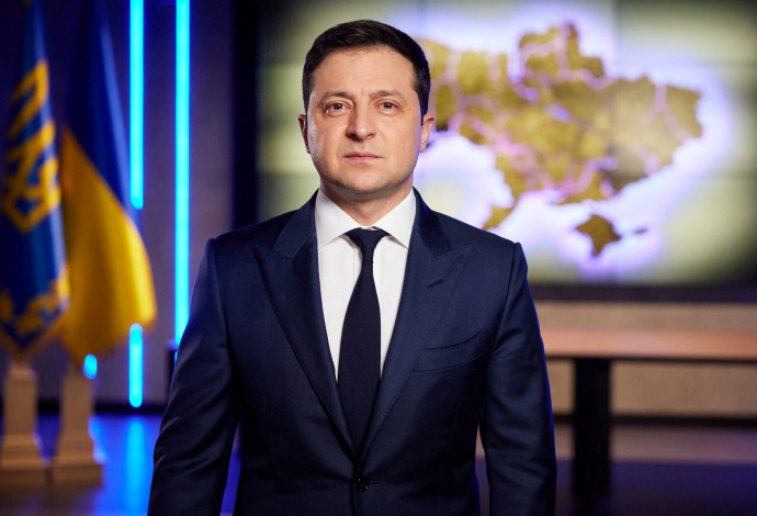 ולדימיר זלנסקי (צילום:  Ukrainian Presidential Press Service/Handout via REUTERS)