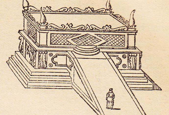 אילוסטרציה של מזבח העולה בבית המקדש (צילום:  ויקיפדיה)
