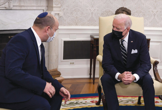 ראש הממשלה נפתלי בנט, ונשיא ארה"ב ג'ו ביידן (צילום:  אבי אוחיון, לע"מ)