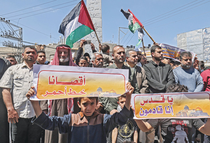 עצרת חמאס בחאן יונס (צילום:  SAID KHATIB/AFP via Getty Images)
