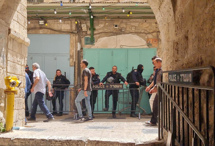 כוחות הביטחון בעיר העתיקה בירושלים (צילום:  דוברות המשטרה)