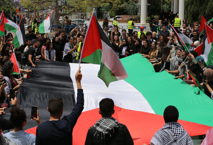 הפגנה לאזכור יום הנכבה באוניברסיטת תל אביב (צילום:  איתן אלחדז/TPS)