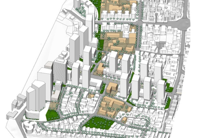 תוכנית ההתחדשות של צפון-מערב גבעתיים. 30% מהדירות יהיו בשטח של כ-40 מ"ר (צילום:  הדמיה ברעלי-לויצקי-כסיף)