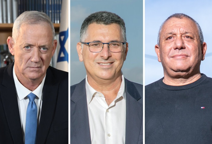 גדי איזנקוט, גדעון סער, בני גנץ (צילום:  יוסי אלוני,ראובן קסטרו)