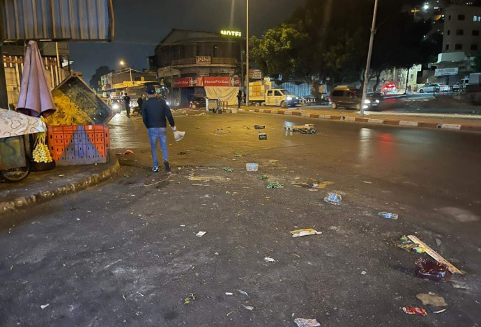 הרחובות בשכם לאחר העימותים (צילום:  רשתות ערביות)
