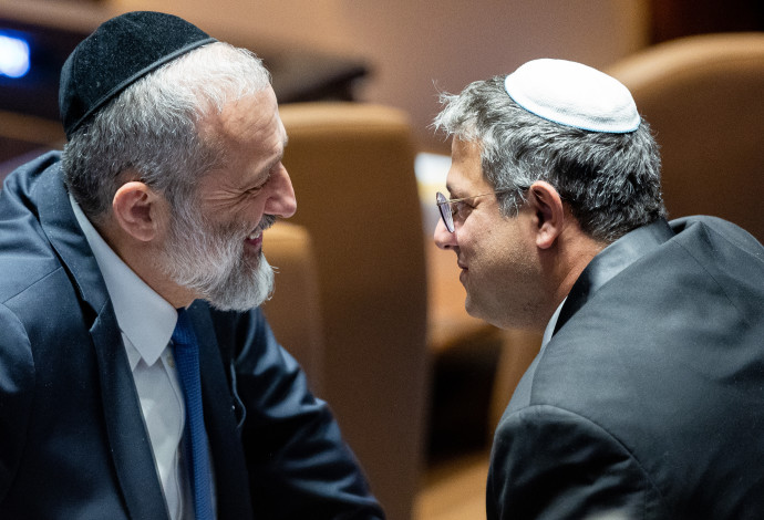 איתמר בן גביר, אריה דרעי (צילום:  יונתן זינדל, פלאש 90)