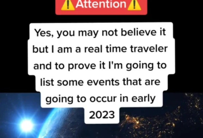 ה"נוסע בזמן" פרסם אזהרות לקראת שנת 2023 (צילום:  מתוך טיקטוק)