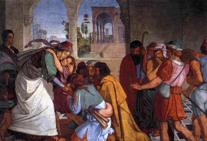 יוסף מתוודע לאחיו, ציור: פטר פון קורנליוס (1816/7) (צילום:  נחלת הכלל)