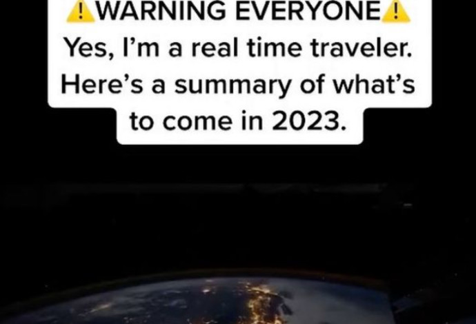 התחזית של "הנוסע בזמן" לשנת 2023 (צילום:  מתוך טיקטוק)