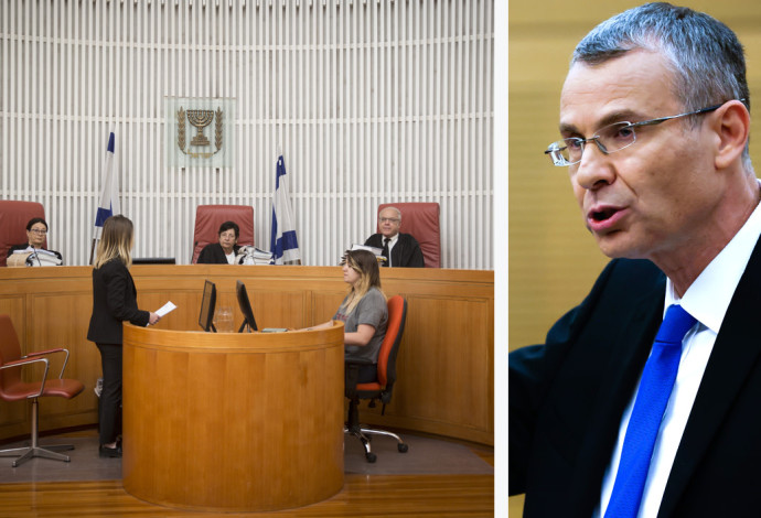 יריב לוין, בג"ץ  (צילום:  הדס פרוש פלאש 90,אוליבייה פיטוסי, פלאש 90)