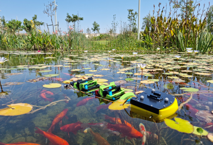 הרובוט ששוחה עם דגים (צילום:  יועד גואטה והמעבדה לביורובוטיקה באוניברסיטת בן-גוריון בנגב)