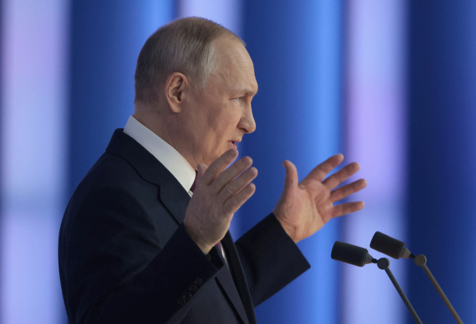 נשיא רוסיה ולדימיר פוטין (צילום:   Sputnik/Mikhail Metzel/Pool via REUTERS)
