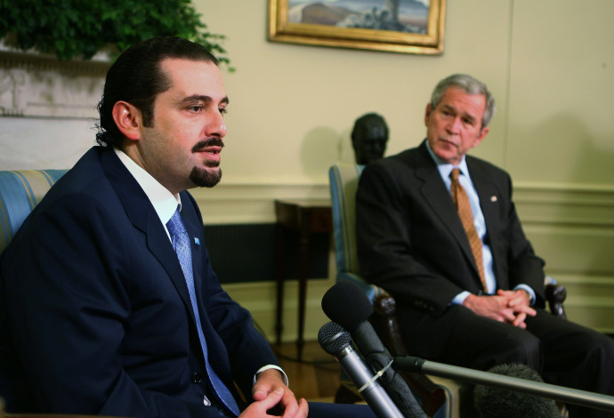 סעד אל-חרירי וג'ורג' בוש בבית הלבן  (צילום:  gettyimages)