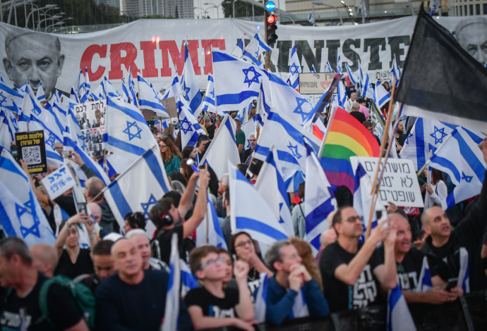 המחאה נגד הממשלה, תל אביב (צילום:  פלאש 90)
