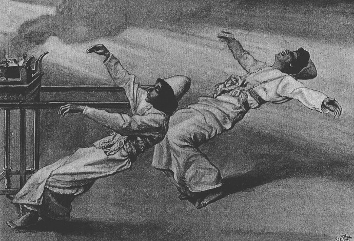 "עונש נדב ואביהוא", ציור מעשה ידי ג'יימס טיסו, 1896 (צילום:  נחלת הכלל)
