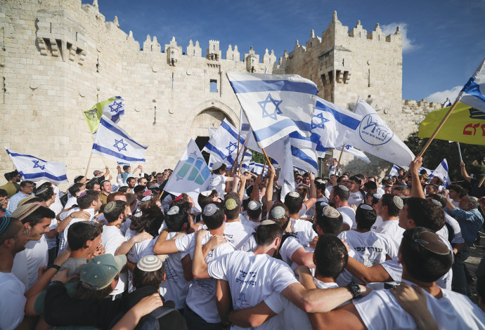 מצעד הדגלים (צילום:  יונתן זינדל, פלאש 90)