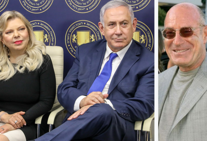 בנימין ושרה נתניהו, ארנון מילצ'ן (צילום:  מרק ישראל סלם,AFP)