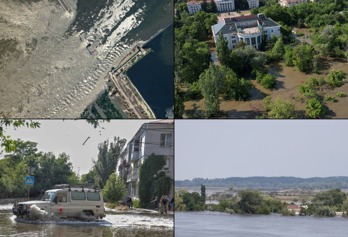שטפונות ענק באוקראינה לאחר פיצוץ סכר נובה קחובקה (צילום:  רויטרס,gettyimages)