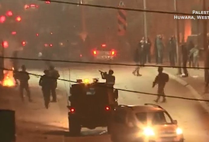 ליל המהומות בחווארה (צילום:  צילום מסך)