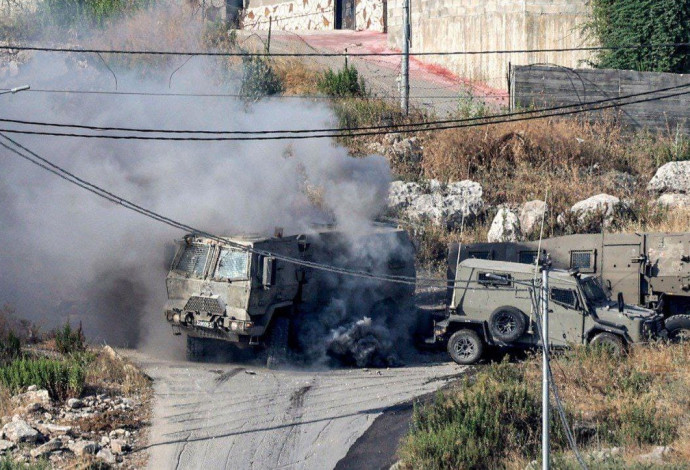פיצוץ מטען במהלך חילופי האש בג'נין (צילום:  דוברות מג"ב)