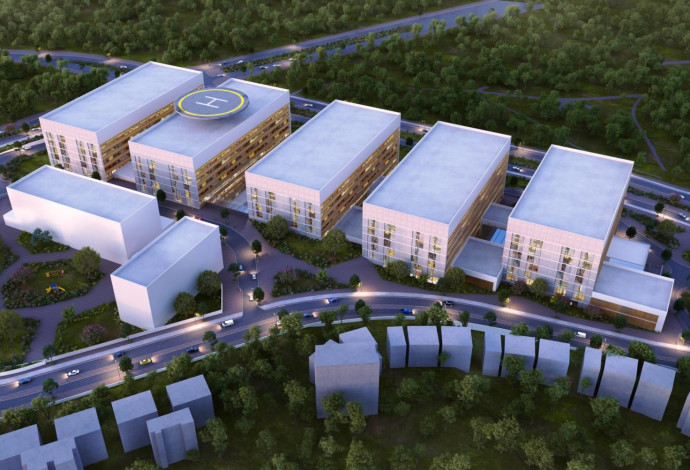 הדמיית בית החולים החדש שיוקם בבית שמש (צילום:  קולקר אפשטיין אדריכלים)