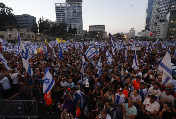 מחאת תומכי הרפורמה בתל אביב (צילום:  עוז פבר/TPS)